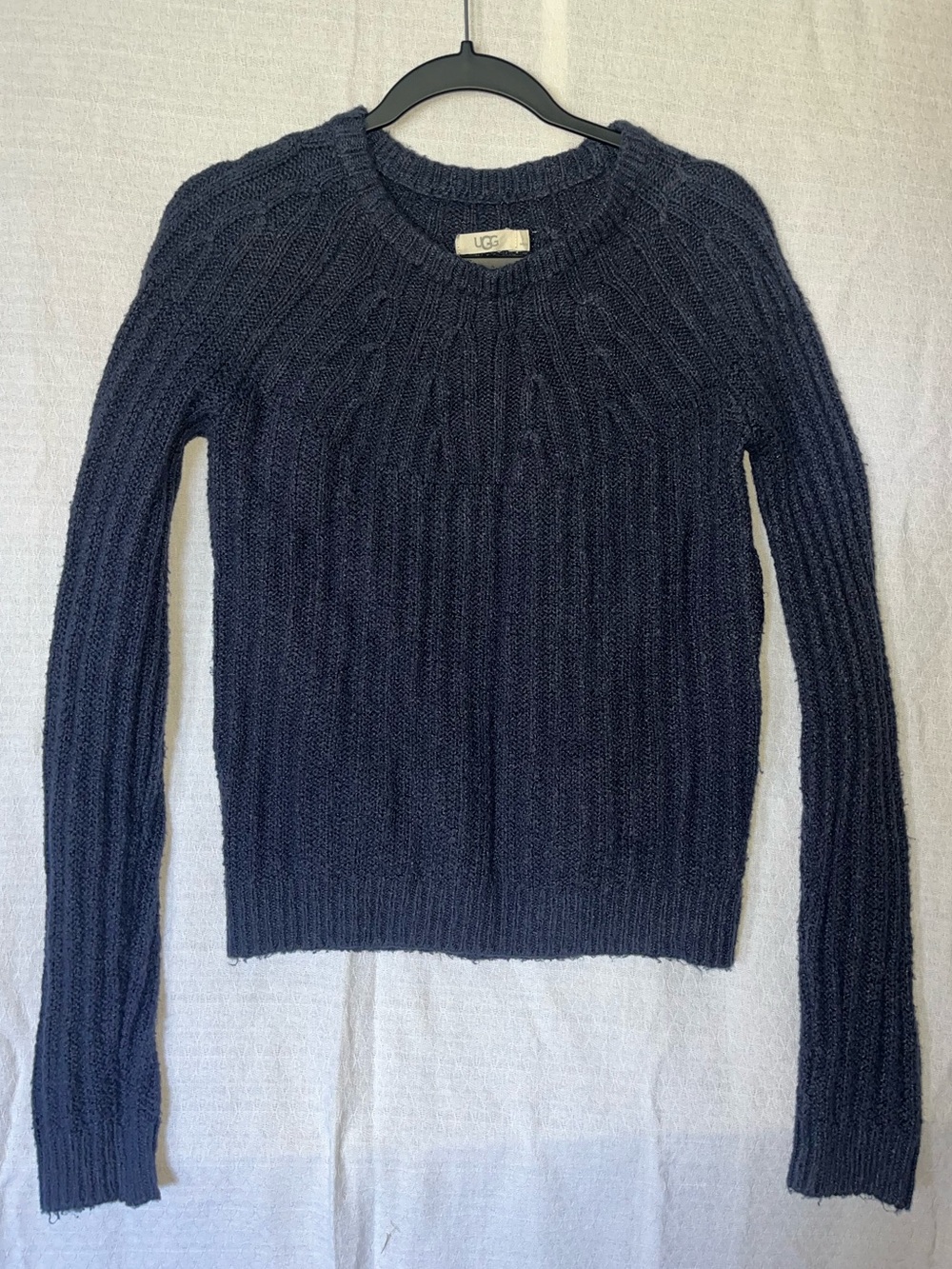 UGG Navy Ribbed Cable Crewneck Sweater
